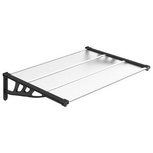 vidaXL Tettoia per Porta Nero e Trasparente 122x90 cm in Policarbonato