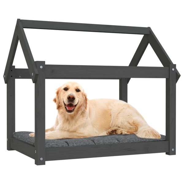vidaXL Cuccia per Cani Grigia 81x60x70 cm in Legno Massello di Pino