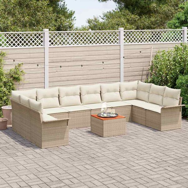 vidaXL Set Divano da Giardino con cuscino 11 pcs Beige polyrattan