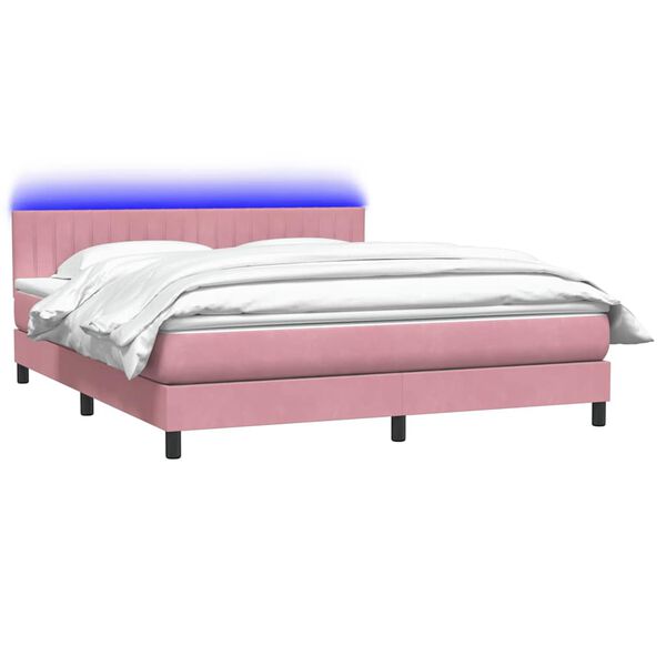 vidaXL Letto a Molle con Materasso e LED Rosa 180x210 cm in Velluto