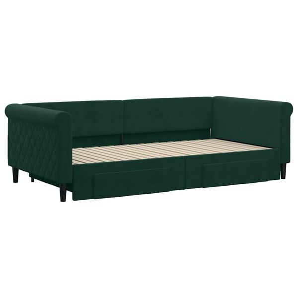 vidaXL Divano Letto Estraibile Cassetti Verde Scuro 100x200cm Velluto