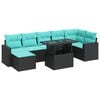 vidaXL Set Divani da Giardino con Cuscini 8pz Nero Polyrattan Acacia