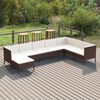 vidaXL Set Divani da Giardino 8 pz con Cuscini in Polyrattan Marrone