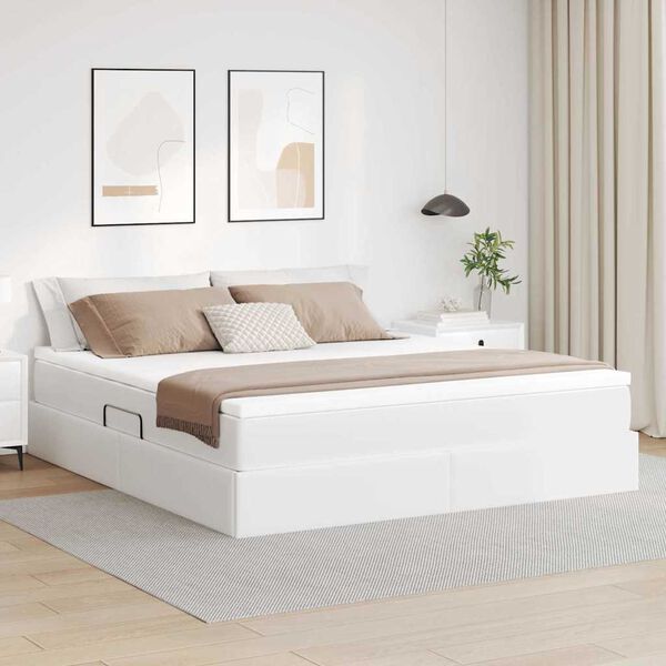 vidaXL Letto con contenitore e materasso Bianco 180 x 200 cm