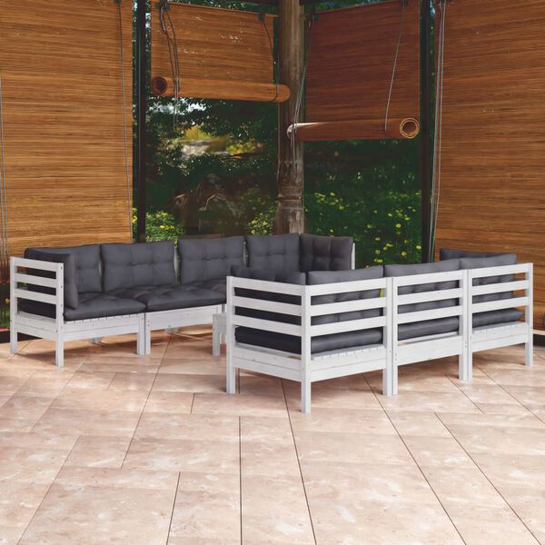 vidaXL Set Salotto da Giardino con Cuscini 8 pz Legno Massello di Pino