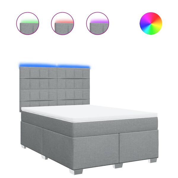 vidaXL Giroletto a Molle con Materasso Grigio Chiaro 160x200cm Tessuto