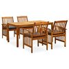 vidaXL Set da Pranzo da Giardino 5 pz con Cuscini Massello di Acacia