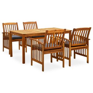 vidaXL Set da Pranzo da Giardino 5 pz con Cuscini Massello di Acacia