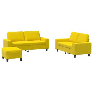 vidaXL Set di Divani 3 pz Giallo Chiaro in Tessuto