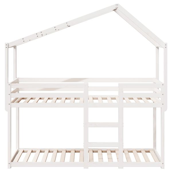 vidaXL Letto a Castello con Tetto Bianco 80x200 cm Legno Massello Pino
