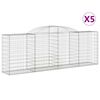 vidaXL Cesti Gabbioni ad Arco 5 pz 300x50x100/120 cm Ferro Zincato