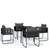 vidaXL Set da Pranzo da Giardino 5 pz Nero