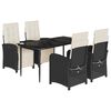vidaXL Set da Pranzo da Giardino 5 pz Nero con Cuscini in Polyrattan