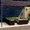 vidaXL Set Divani da Giardino 14 pz con Cuscini in Polyrattan Marrone