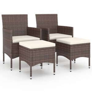 vidaXL Set Sedie da Giardino e Poggiapiedi 4 pz in Polyrattan Marrone