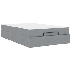 vidaXL Struttura letto con materasso 2 pcs Grigio chiaro Tessuto