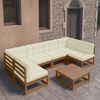 vidaXL Set Salotto Giardino e Cuscini 7 pz Legno Massello Pino Ambra