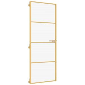 vidaXL Porta Interni Sottile Oro 76x201,5cm Vetro Temperato Alluminio