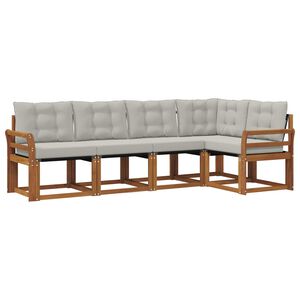 vidaXL Set di divani da esterno 5 pz Grigio Naturale e Chiaro