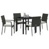 vidaXL Set da Pranzo per Giardino con cuscino 5 pcs Nero polyrattan