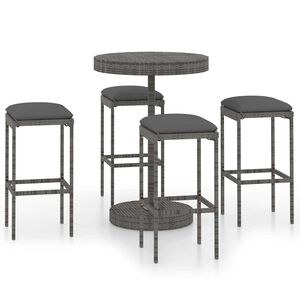 vidaXL Set da Bar da Giardino 5 pz con Cuscini in Polyrattan Grigio