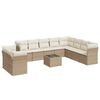 vidaXL Set Divani da Giardino 11 pz con Cuscini Beige in Polyrattan