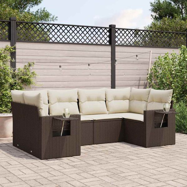 vidaXL Set Divano da Giardino 6 pz con Cuscini Marrone in Polyrattan