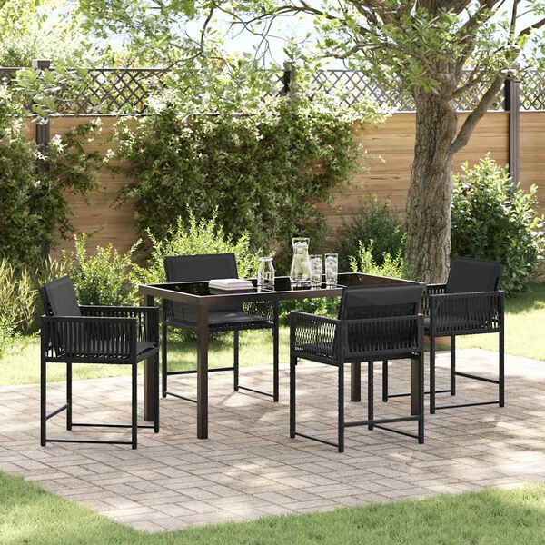 vidaXL Set da Pranzo per Giardino 5 pcs Nero polyrattan