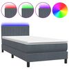 vidaXL Letto a Molle con Materasso e LED Grigio Scuro 100x220 cm Velluto