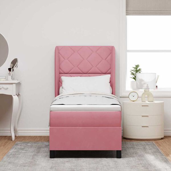 vidaXL Letto a molle con materasso Rosa 200 x 80 cm Poliestere