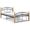 vidaXL Giroletto Nero in Metallo e Legno Massello di Rovere 120x200 cm