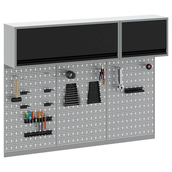 vidaXL Set Armadietto degli Strumenti e Pannello Forato 5 pcs Nero