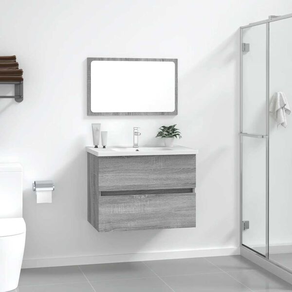 vidaXL Set Mobili da Bagno 2 pz Grigio Sonoma in Legno Multistrato