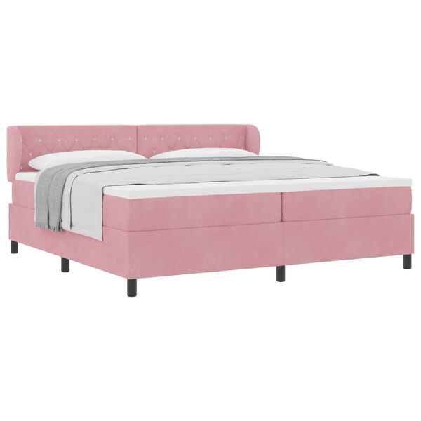 vidaXL Letto a molle con materasso Rosa 200 x 200 cm Velluto