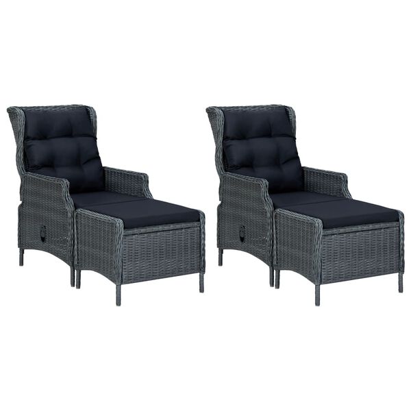 vidaXL Set da Pranzo per Giardino 7 pz Cuscini Polyrattan Grigio Scuro