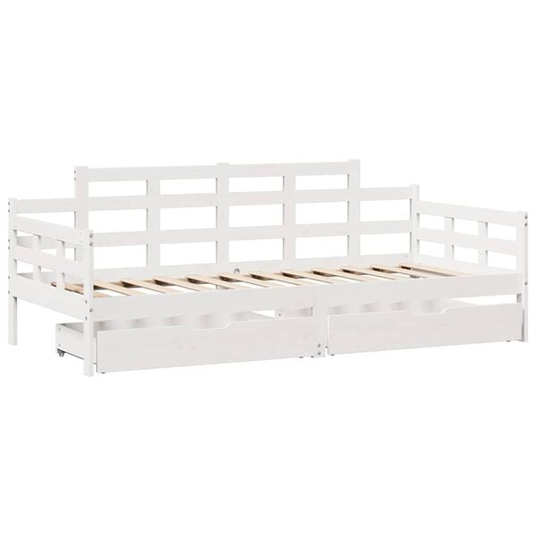 vidaXL Dormeuse con Cassetti Bianco 90x200 cm Legno Massello di Pino