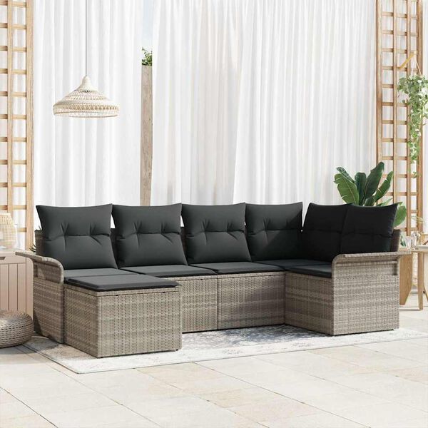 vidaXL Set Divano da Giardino 6 pcs Grigio chiaro polyrattan