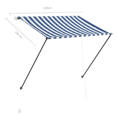 vidaXL Tenda da Sole Retrattile con LED 150x150 cm Blu e Bianco