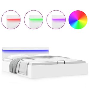 vidaXL Giroletto Contenitore Idraulico LED Bianco Similpelle 180x200cm