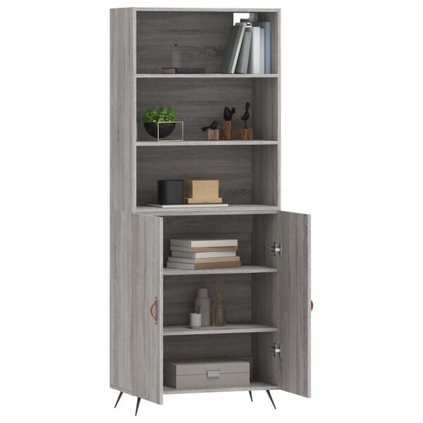 vidaXL Credenza Grigio Sonoma 69,5x34x180 cm in Legno Multistrato