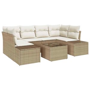 vidaXL Set Divano da Giardino 8 pcs Beige e Crema polyrattan