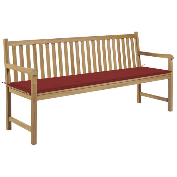 vidaXL Panca da Giardino con Cuscino Rosso 175 cm in Legno di Teak