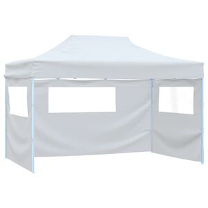vidaXL Gazebo Professionale Pieghevole 3 Pareti 280x410x315 cm Acciaio Bianco