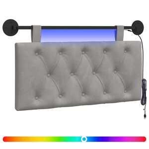 vidaXL Testiera sospesa Con luce LED Grigio Chiaro Velluto