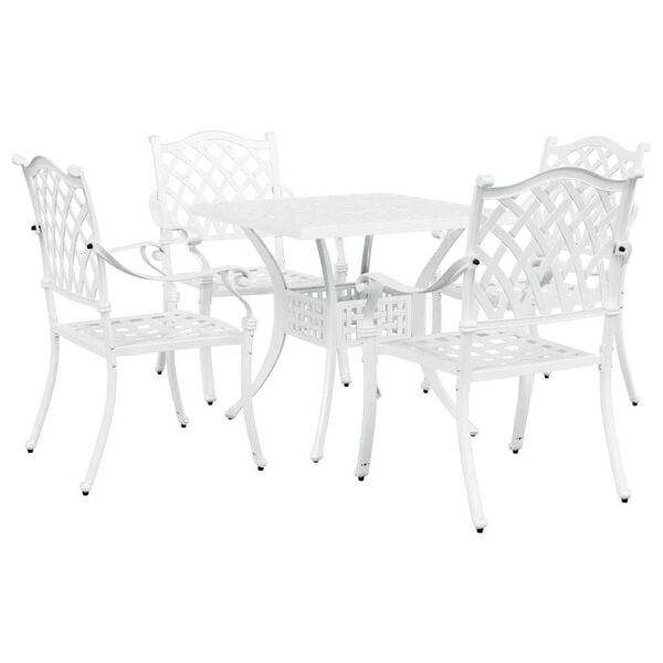 vidaXL Set di Tavolo da Giardino 5 pcs Bianco Alluminio pressofuso