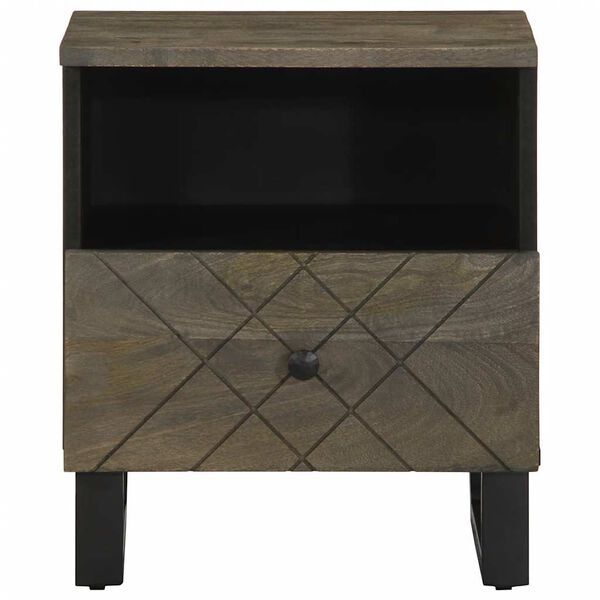 vidaXL Comodino Nero 40x33x46 cm in Legno Massello di Mango