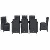 vidaXL Set da Pranzo per Giardino con cuscino 9 pcs Nero polyrattan