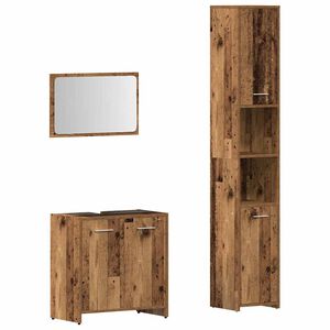 vidaXL Set Mobili da Bagno 3 pz Legno Antico in Legno Multistrato