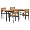 vidaXL Set da Pranzo per Giardino 5 pcs Nero Legno di Acacia Massello
