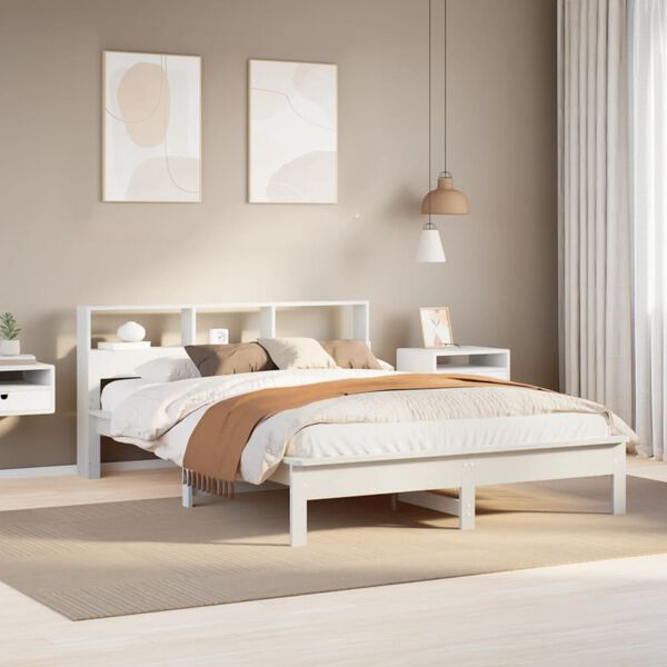 vidaXL Letto Libreria senza Materasso Bianco 120x200 cm Legno di Pino